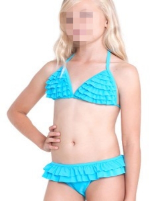 Bikini for girl light blue color wrinkles style